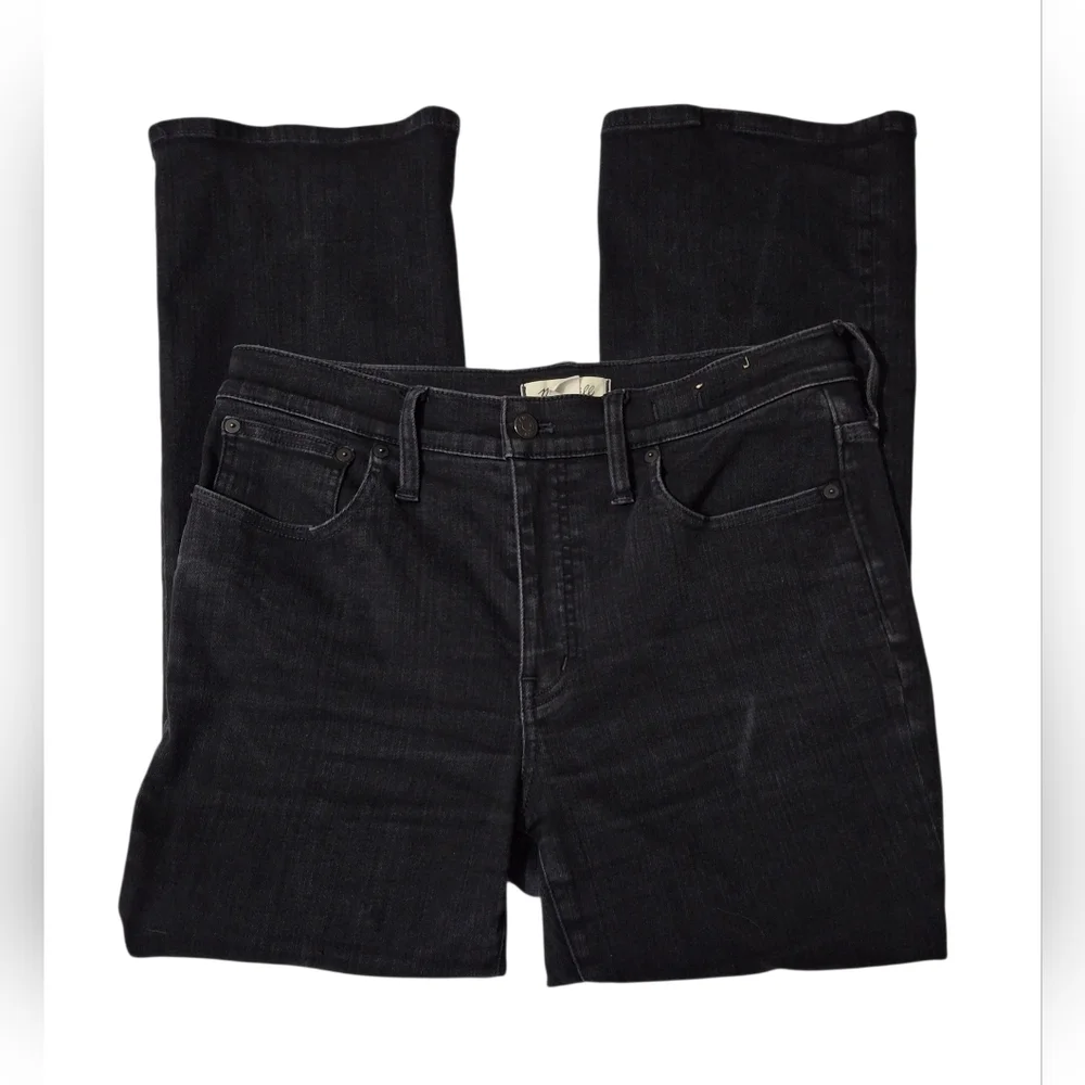 Madewell Women's Mid Rise Kick Out Black Cotton Denim Jeans Size 31 - Picture 1 of 15